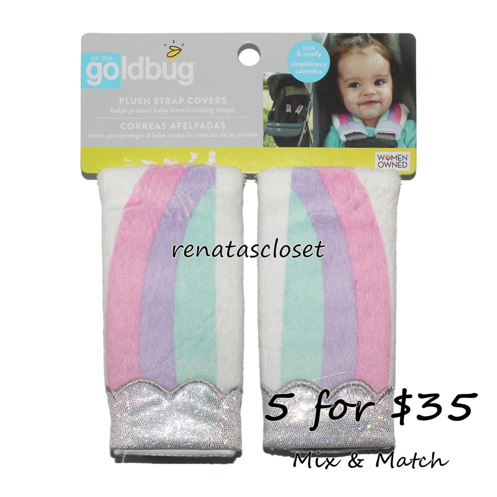 Goldbug On The Goldbug Rainbow Plush Strap Covers NWT/NIP